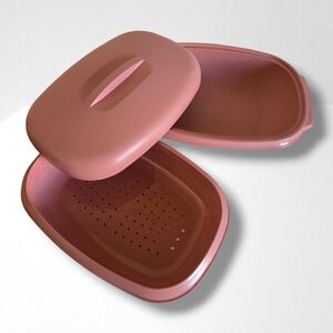 TUPPERWARE Vintage Dusty Rose 3-Piece Microwave Food Steamer 6 Cups